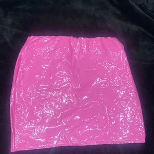 Pink patent leather skirt